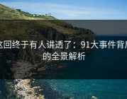 这回终于有人讲透了：91大事件背后的全景解析